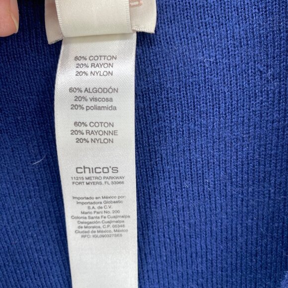 Chicos Sweater Womens 1 US Medium Blue Striped Cardigan Reversible Open Front - Picture 6 of 10